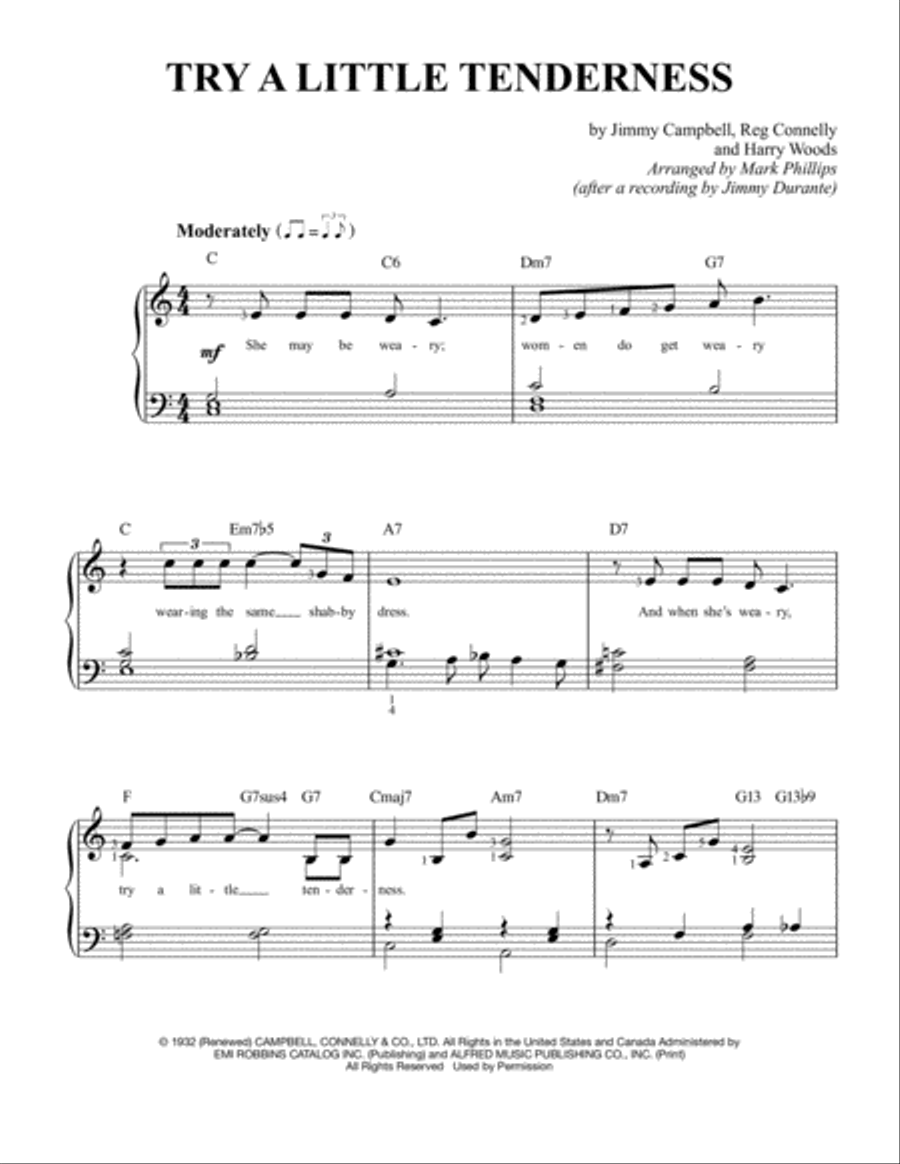 Try A Little Tenderness Easy Piano scores gallery preview page 1