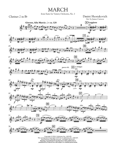 March from Suite for Variety Orchestra, No. 1 - Bb Clarinet 2