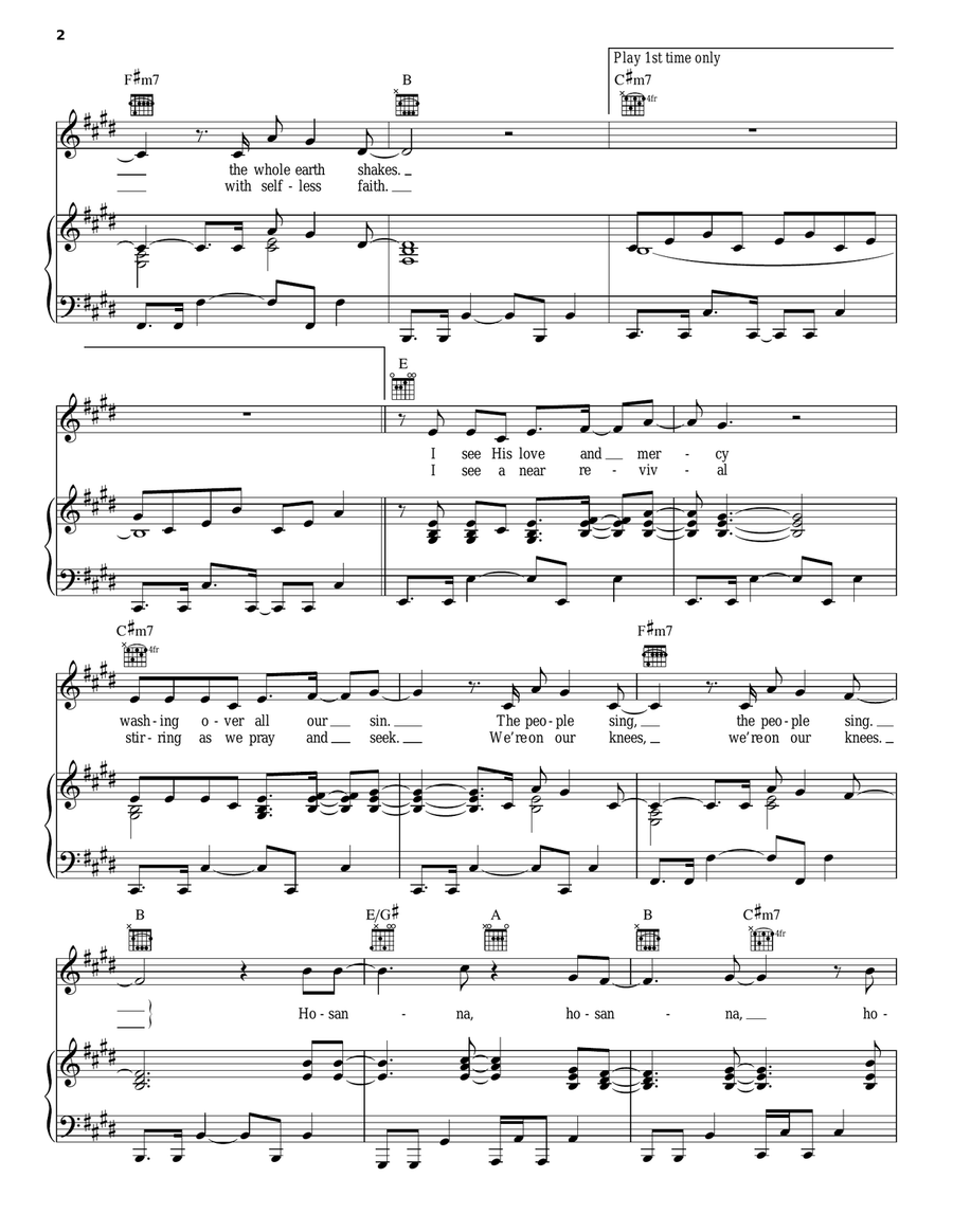 Hosanna Piano, Vocal, Guitar scores gallery preview page 2
