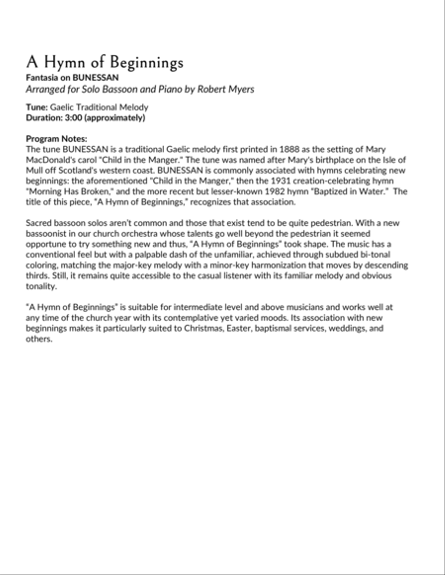 A Hymn of Beginnings Bassoon scores gallery preview page 2