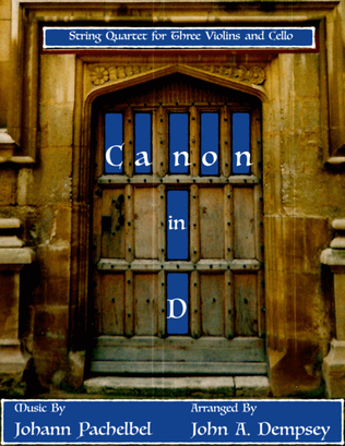 Book cover for Canon in D (in C major): String Quartet for Three Violins and Cello