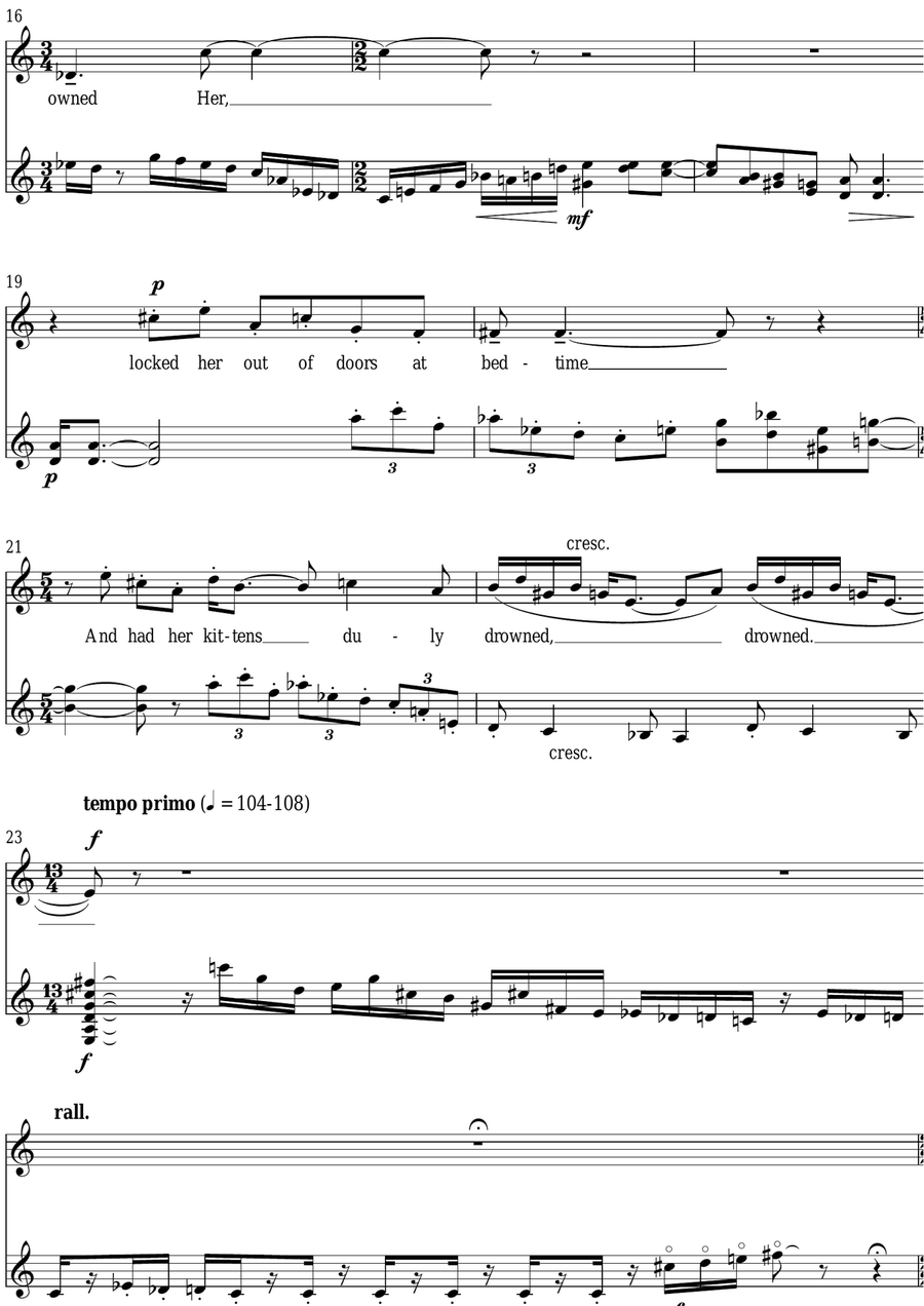 A Cat (for mezzo-soprano and guitar) Piano, Vocal scores gallery preview page 2
