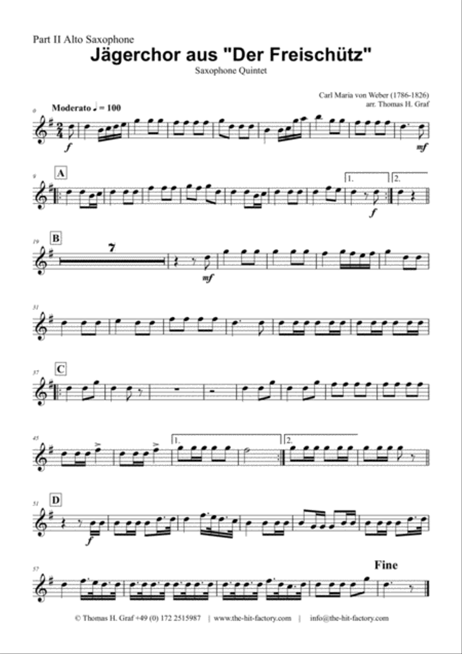 Jaegerchor - Der Freischuetz C.M.Weber - Saxophone Quintet Saxophone Quintet scores gallery preview page 4