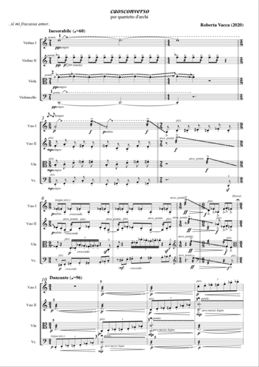 ROBERTA VACCA: caosconverso String Quartet scores gallery preview page 5