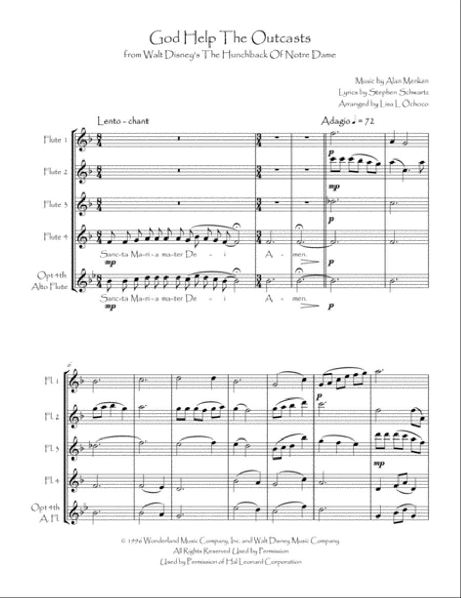 God Help The Outcasts Flute Quartet scores gallery preview page 4