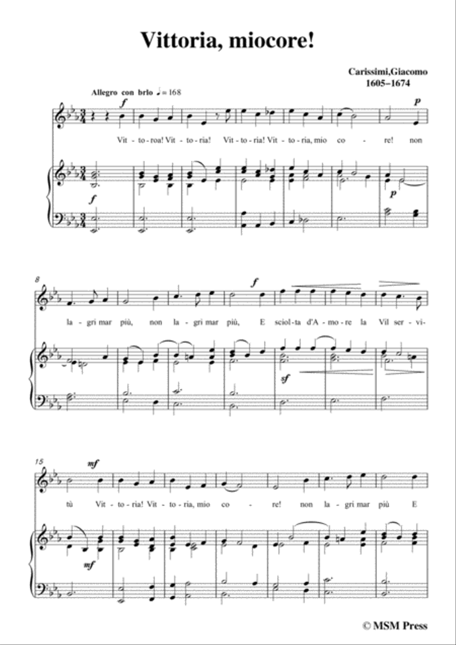 Carissimi-Vittoria, mio core in E flat Major, for Voice and Piano Voice Solo scores gallery preview page 3