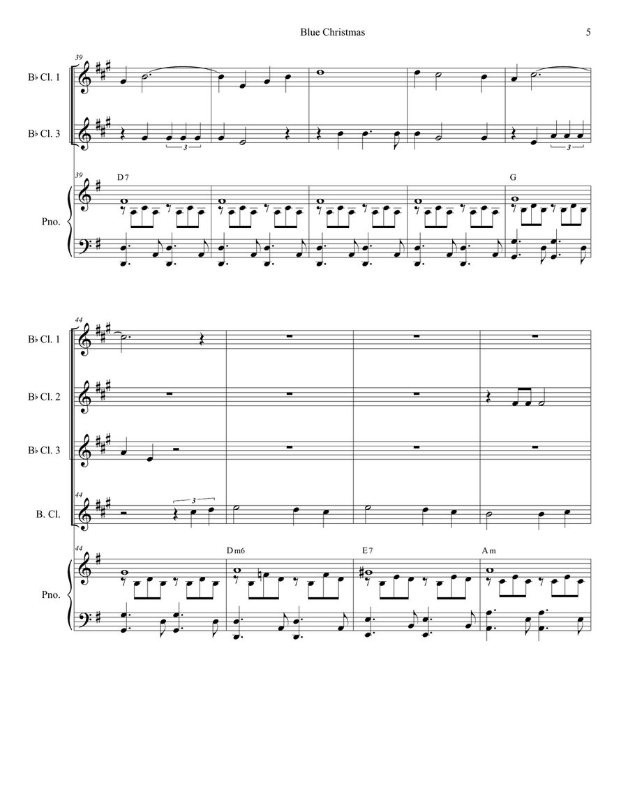 Blue Christmas Woodwind Ensemble scores gallery preview page 5