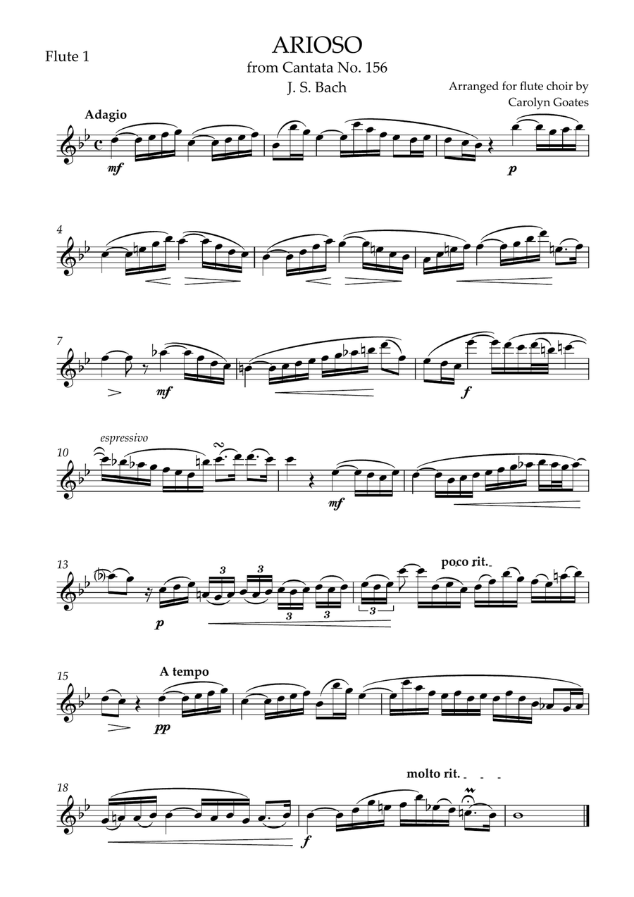 Arioso (J.S.Bach) for flute choir Flute Choir scores gallery preview page 3