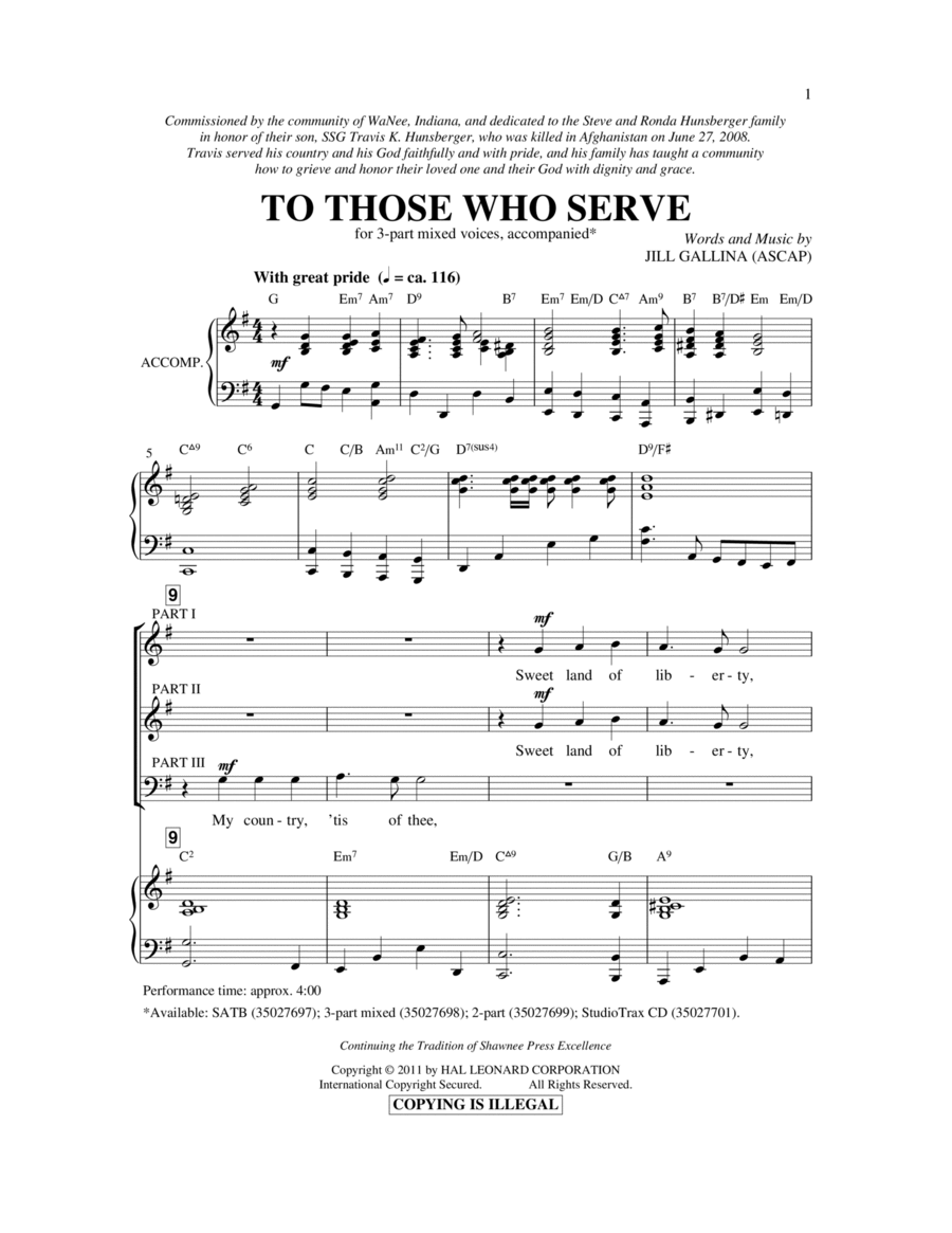 To Those Who Serve 3-Part scores gallery preview page 1