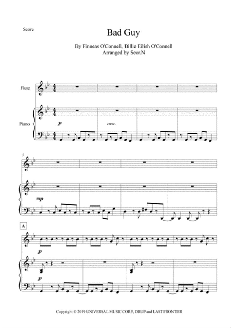 Bad Guy Small Ensemble scores gallery preview page 1