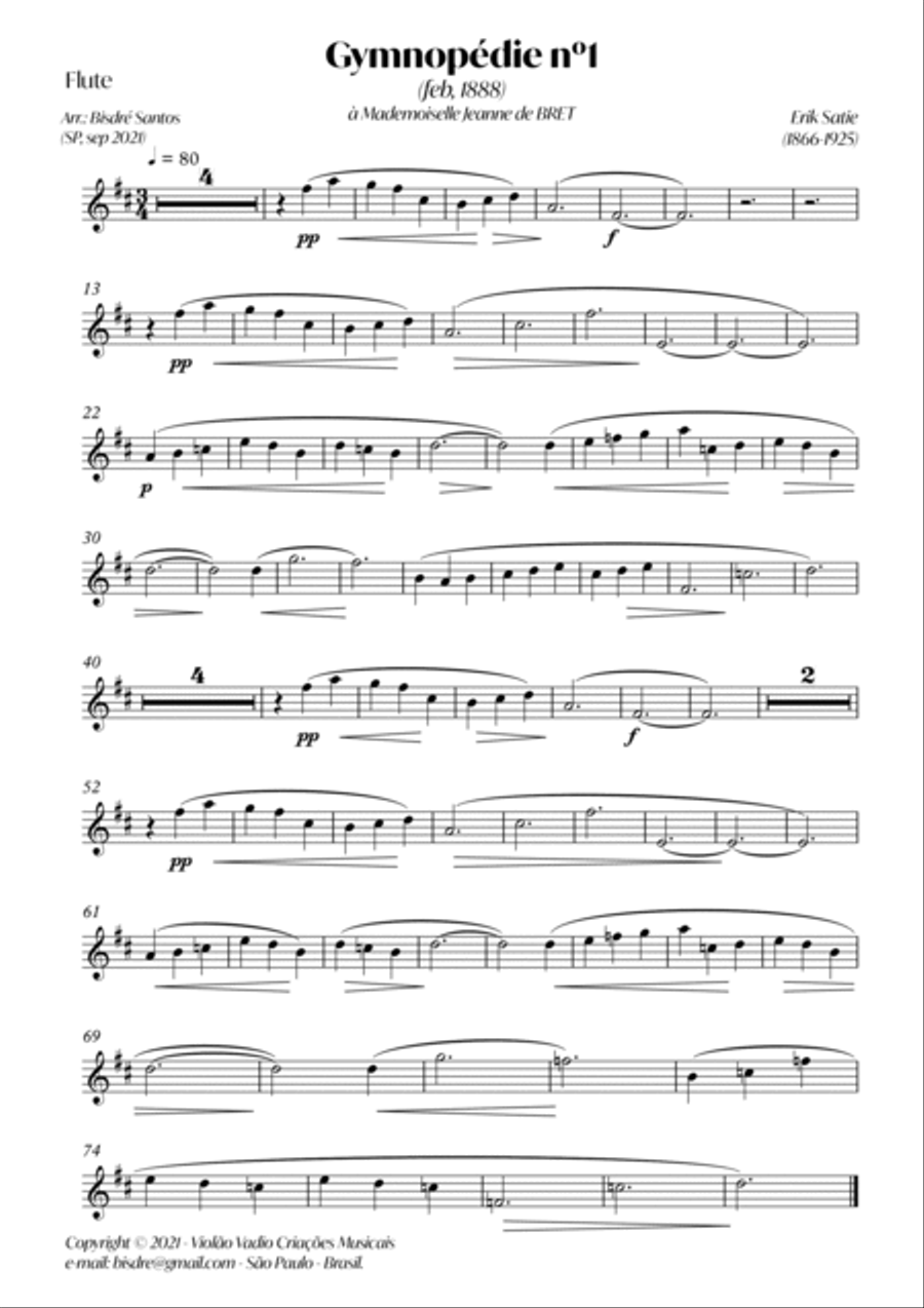 Gymnopedie 1, 2 and 3 - guitar and flute Chamber Music scores gallery preview page 4