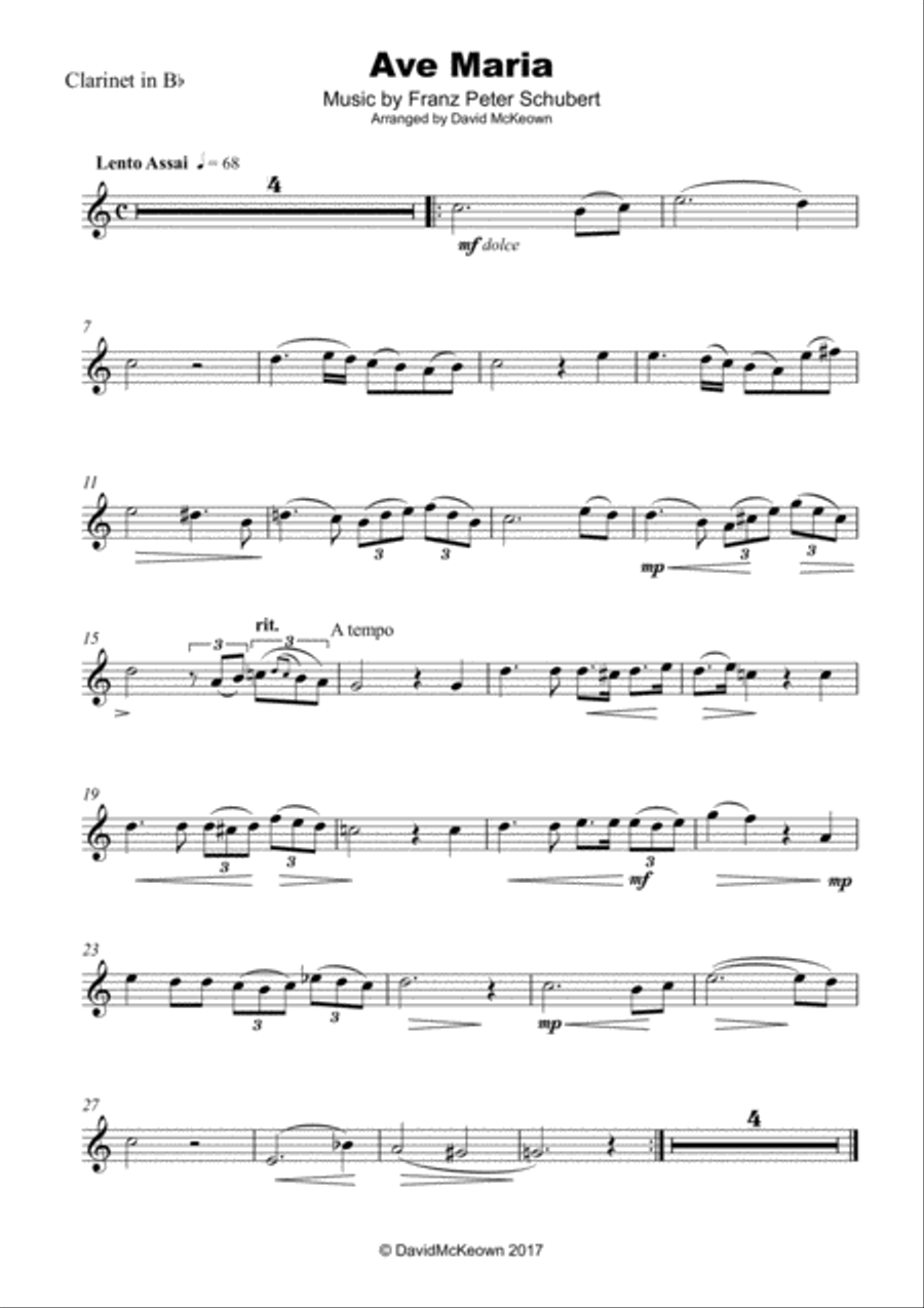 Ave Maria by Franz Schubert, for Clarinet and Piano Clarinet Solo scores gallery preview page 2