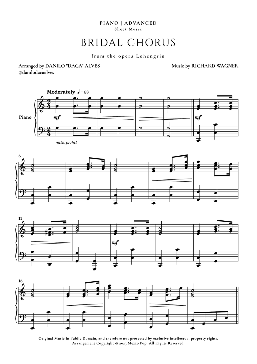 Bridal Chorus Piano Solo scores gallery preview page 1