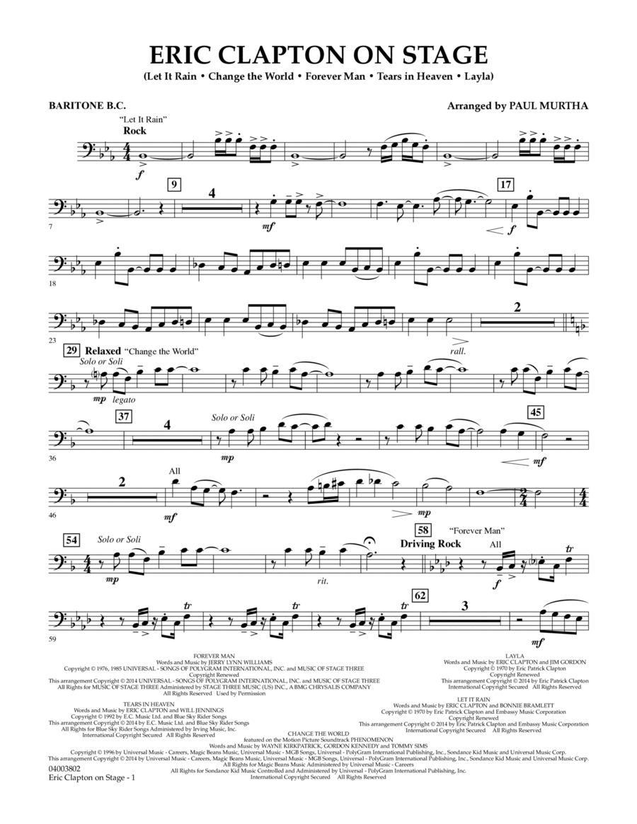 Eric Clapton on Stage - Baritone B.C. Concert Band scores gallery preview page 1