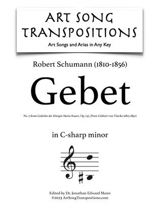 SCHUMANN: Gebet, Op. 135 no. 5 (transposed to C-sharp minor)
