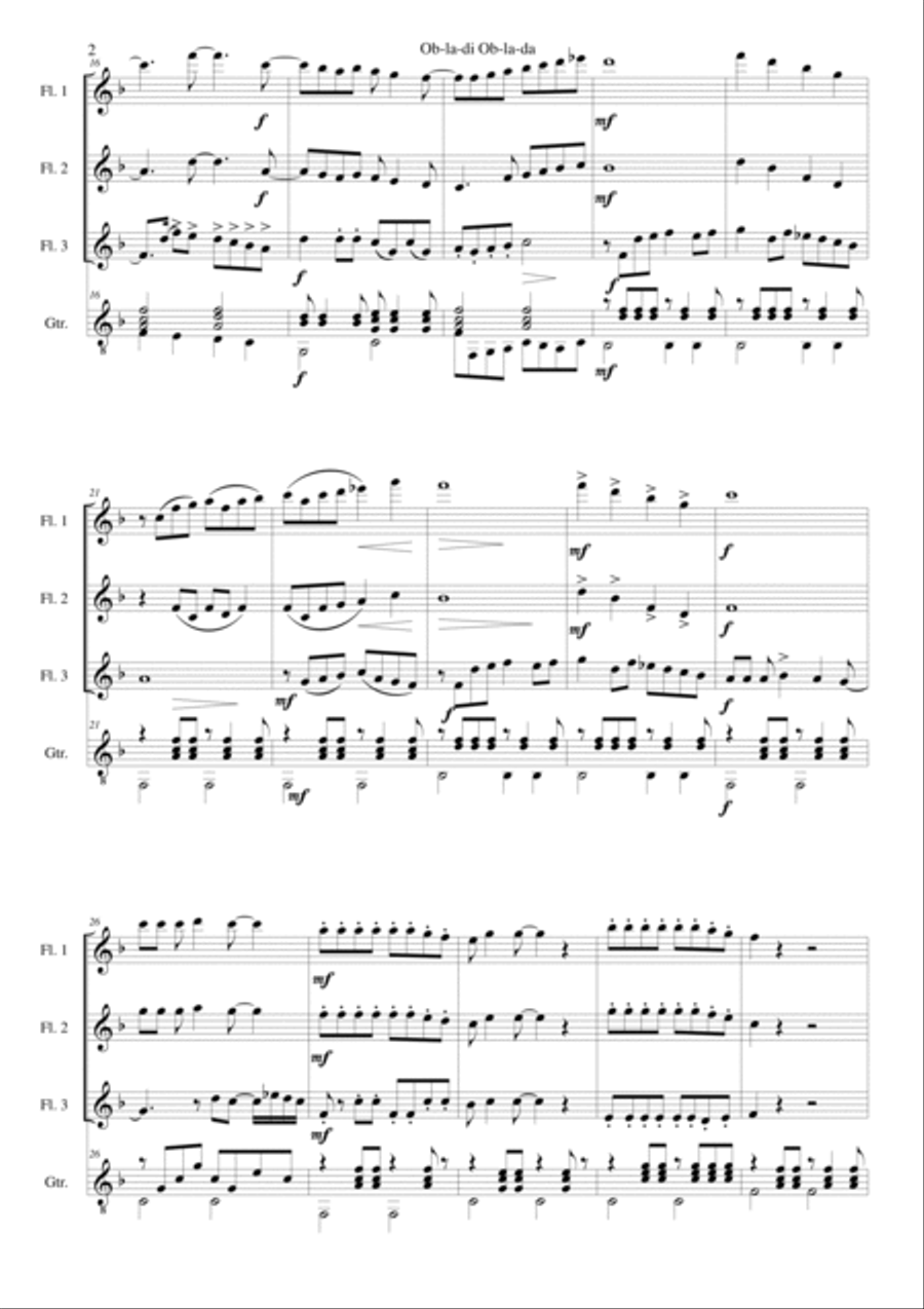 Ob-La-Di, Ob-La-Da Flute scores gallery preview page 2