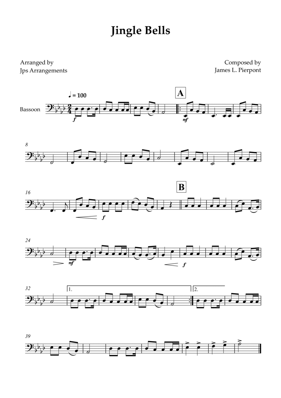 Jingle bells for Bassoon Bassoon Solo scores gallery preview page 1