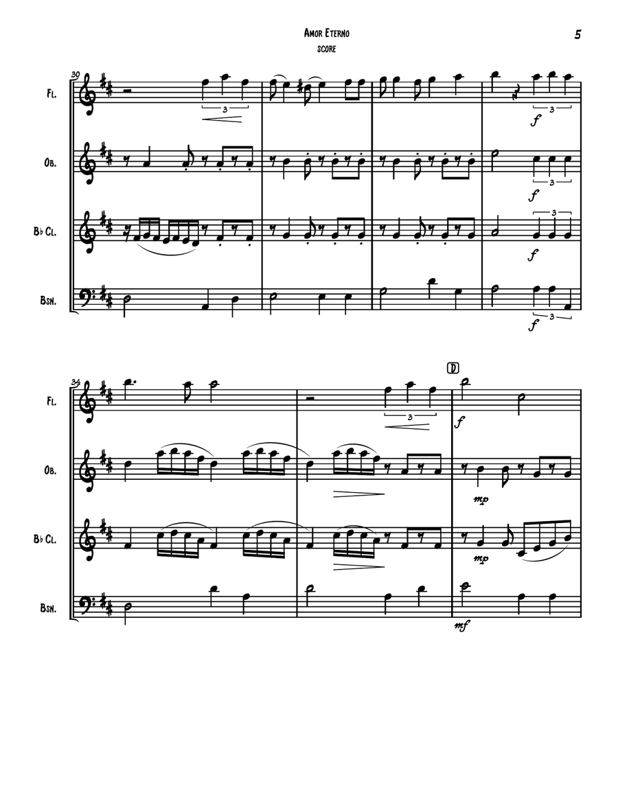 Amor Eterno (el Mas Triste Recuerdo) Woodwind Quartet scores gallery preview page 6