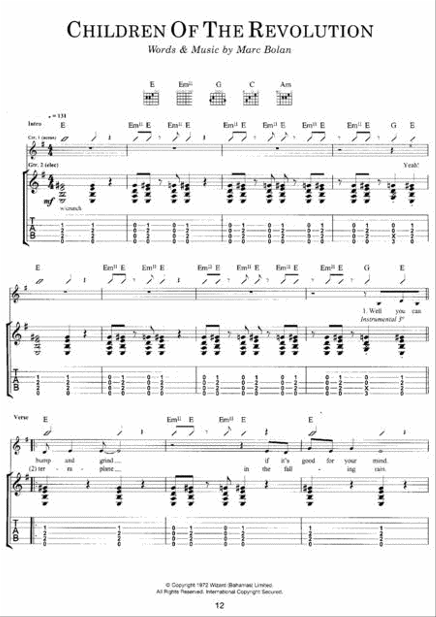 Best of Marc Bolan & T. Rex Guitar Tablature scores gallery preview page 2