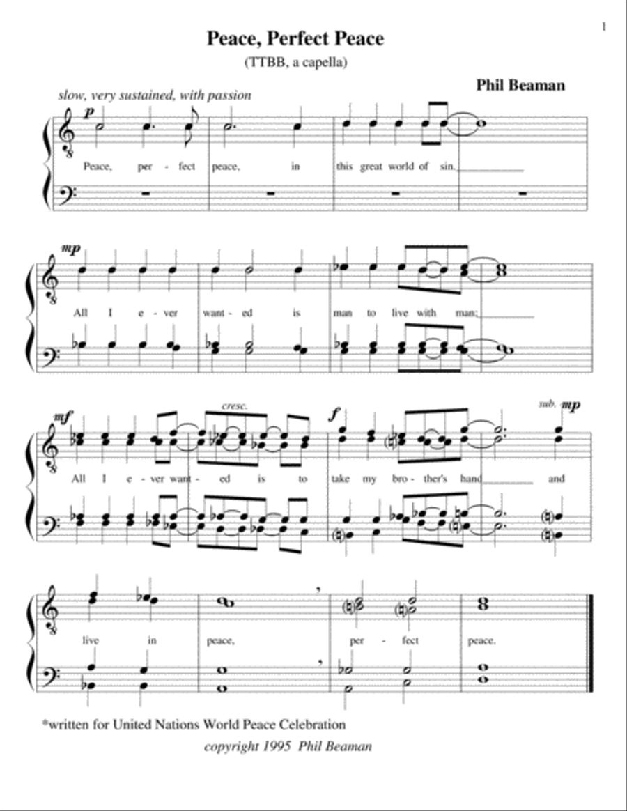 Peace, Perfect Peace - TTBB TTBB scores gallery preview page 1