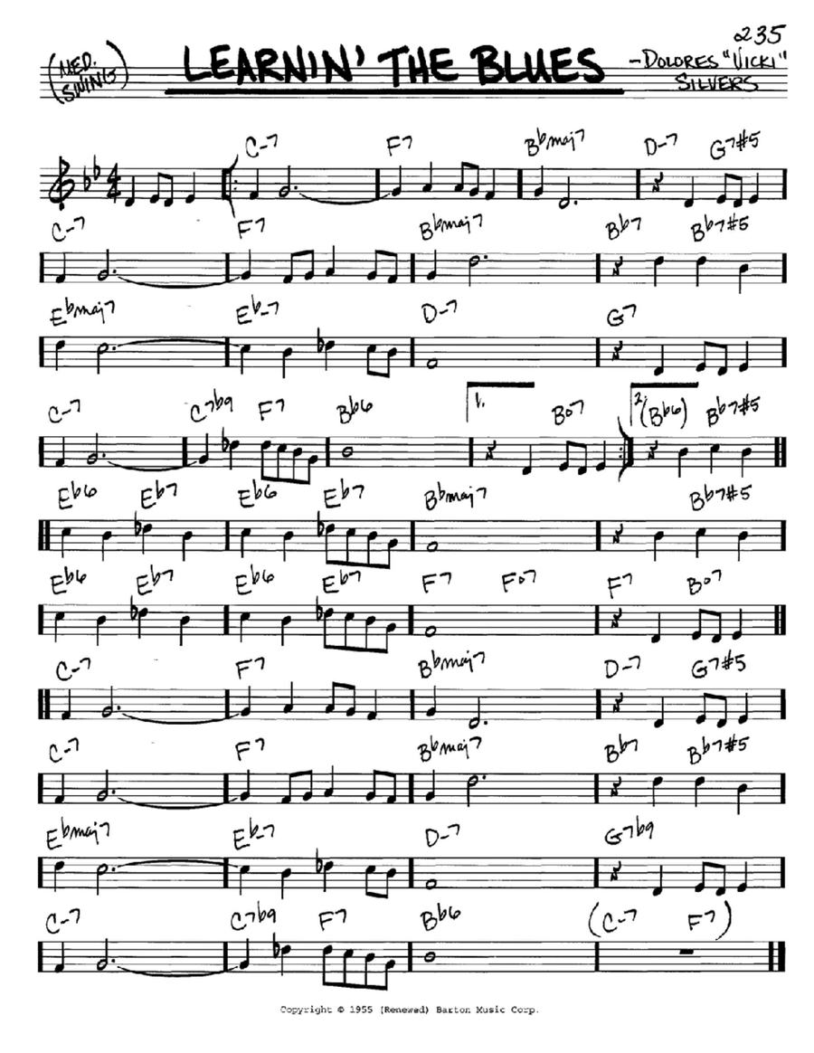 Learnin' The Blues C Instrument scores gallery preview page 1