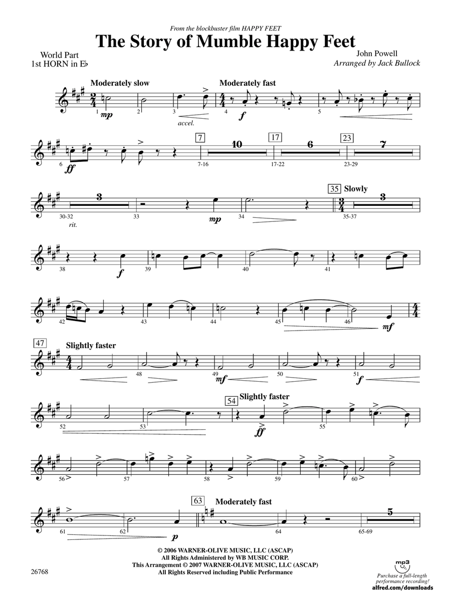 The Story of Mumble Happy Feet: (World Part) 1st Horn in E-flat