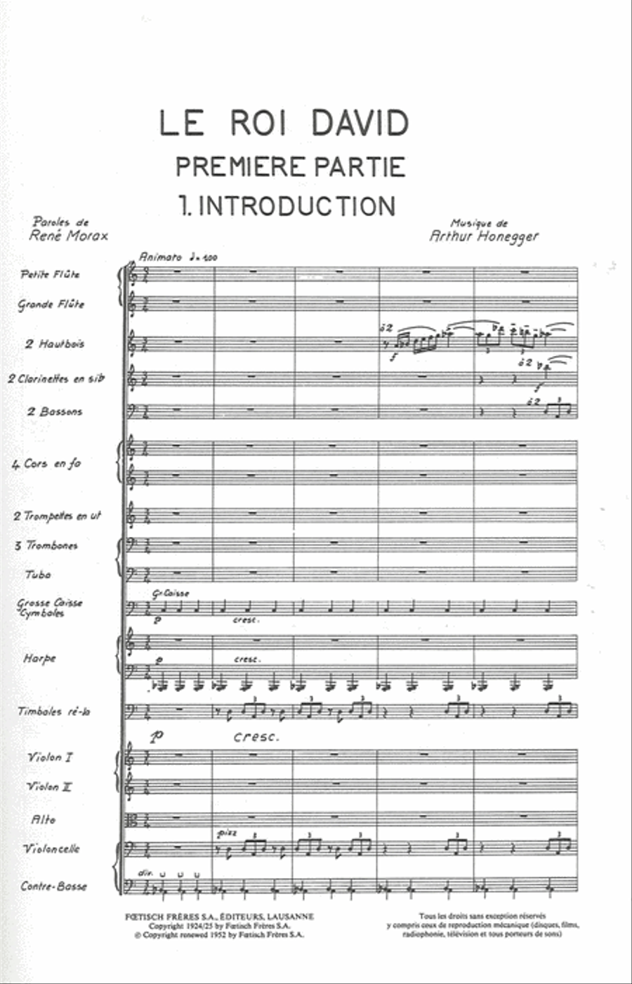 Roi David (Symphonische Version 1923) Choir scores gallery preview page 1