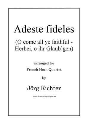 Book cover for Adeste fideles (Herbei, o ihr Gläub'gen) für Horn Quartett