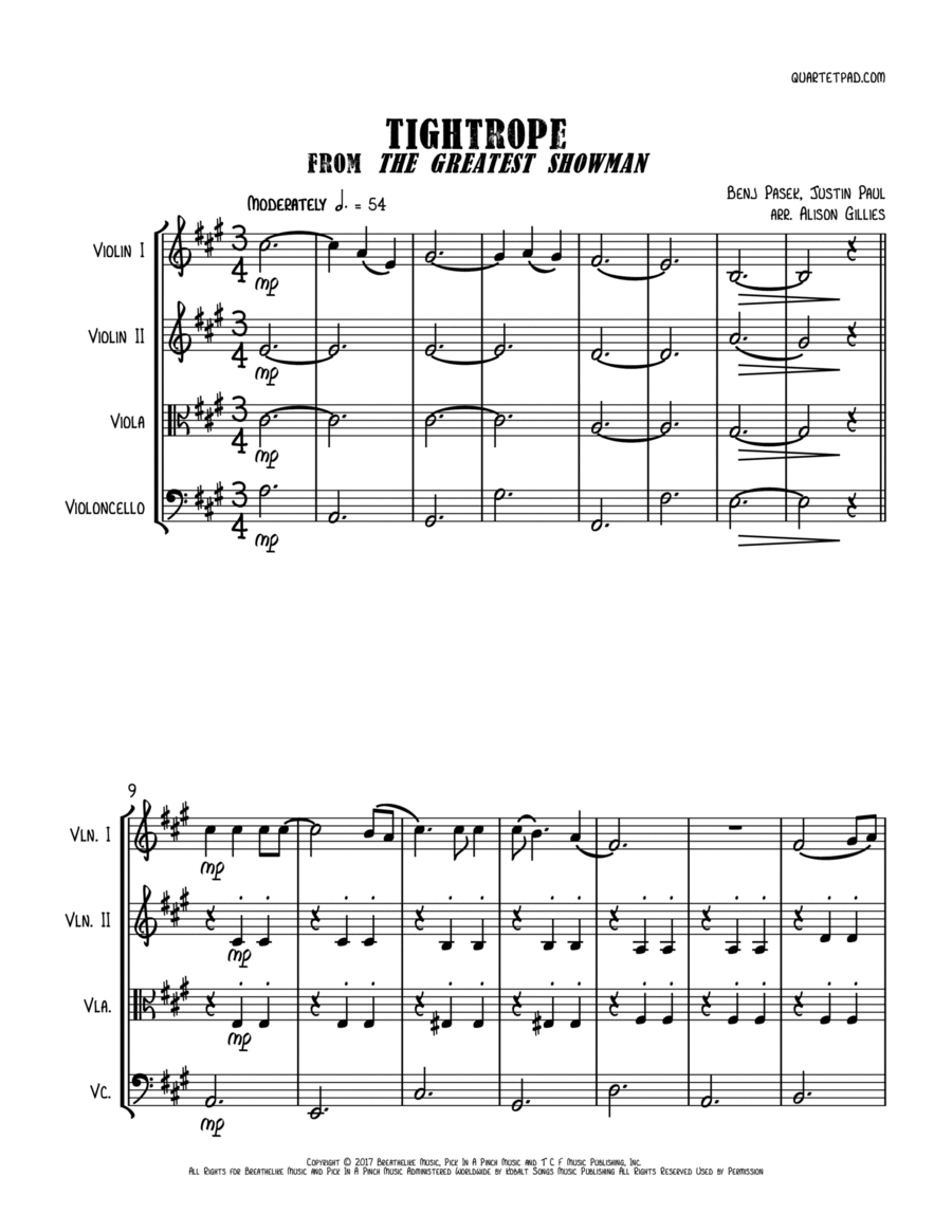 Tightrope String Quartet scores gallery preview page 1