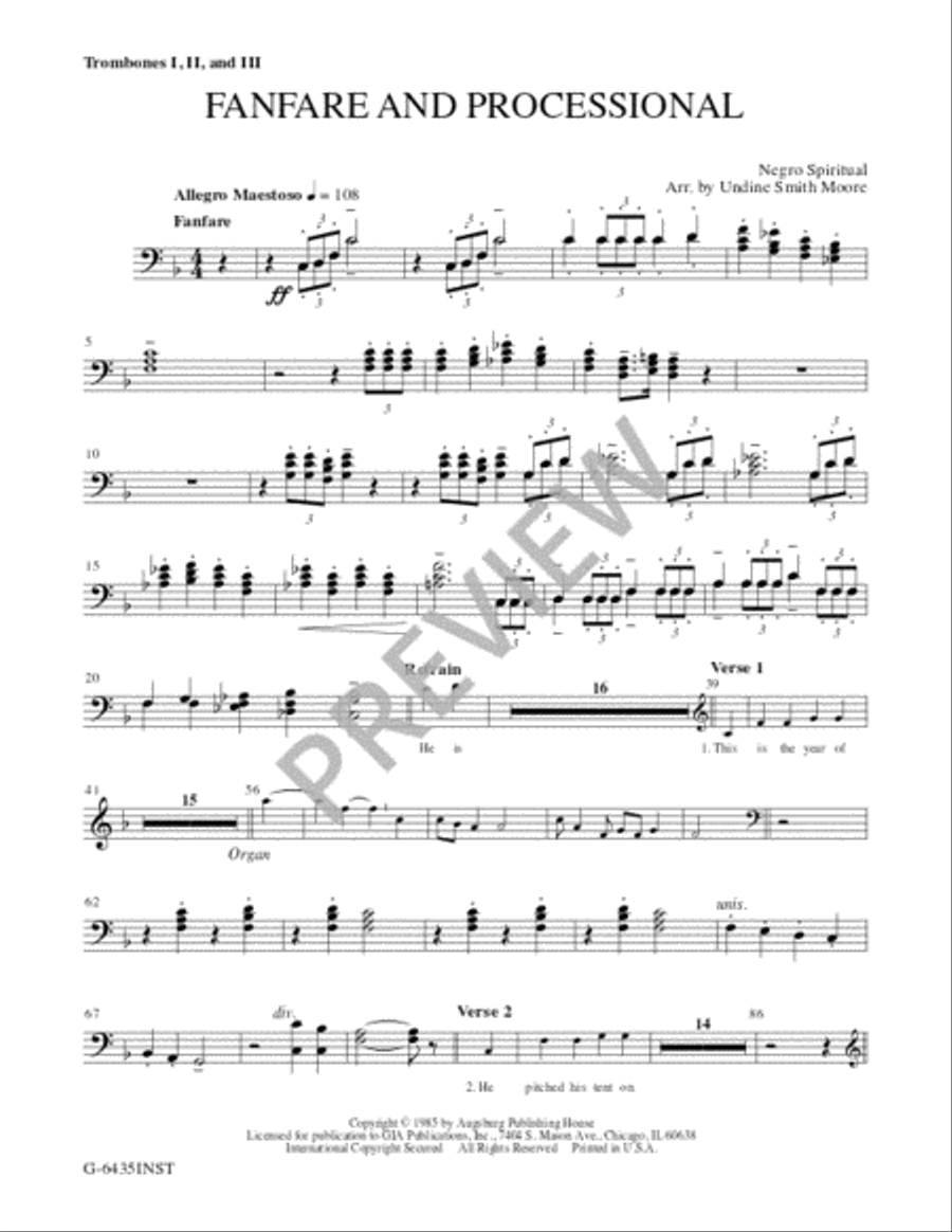 Fanfare and Processional - Instrument edition Trombone scores gallery preview page 4