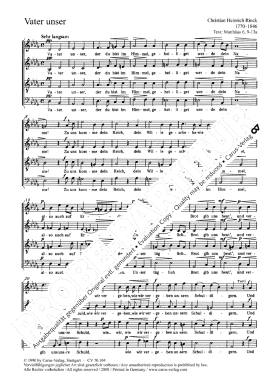 Rinck: Vater unser; Preis und Anbetung Score scores gallery preview page 5