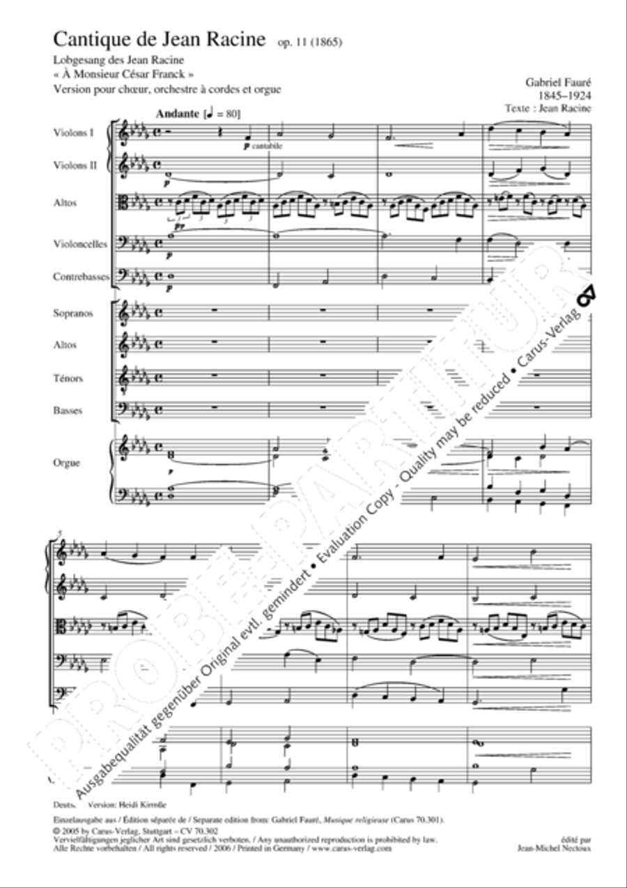 Cantique de Jean Racine (Lobgesang des Jean Racine) 4-Part scores gallery preview page 3