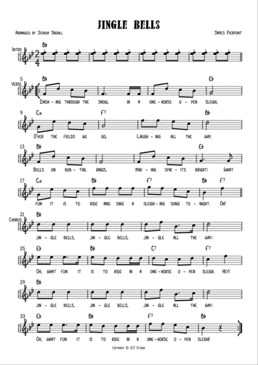 Jingle Bells Piano, Vocal, Guitar scores gallery preview page 1