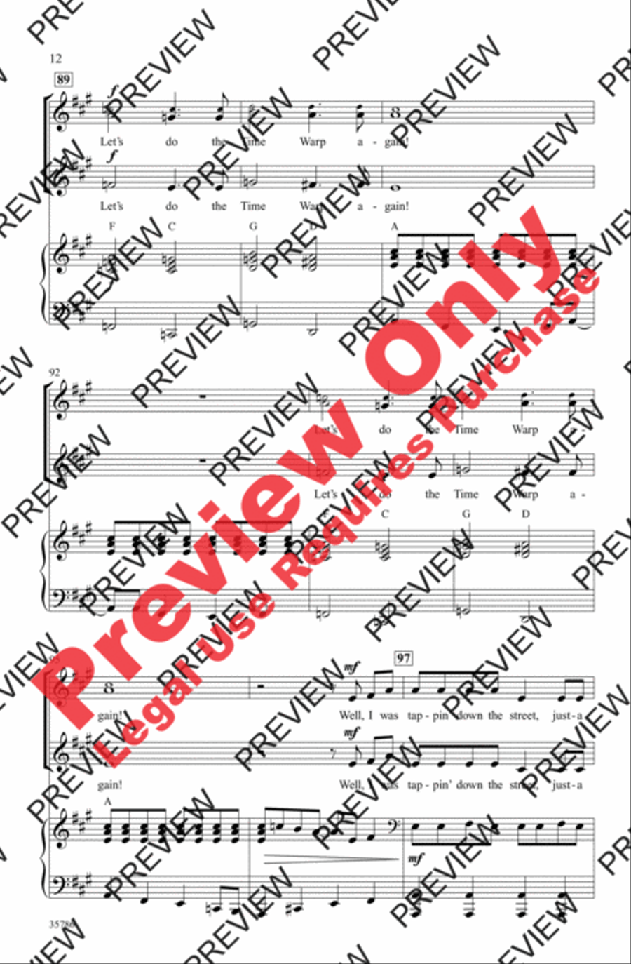 The Time Warp (from The Rocky Horror Picture Show) 2-Part scores gallery preview page 12