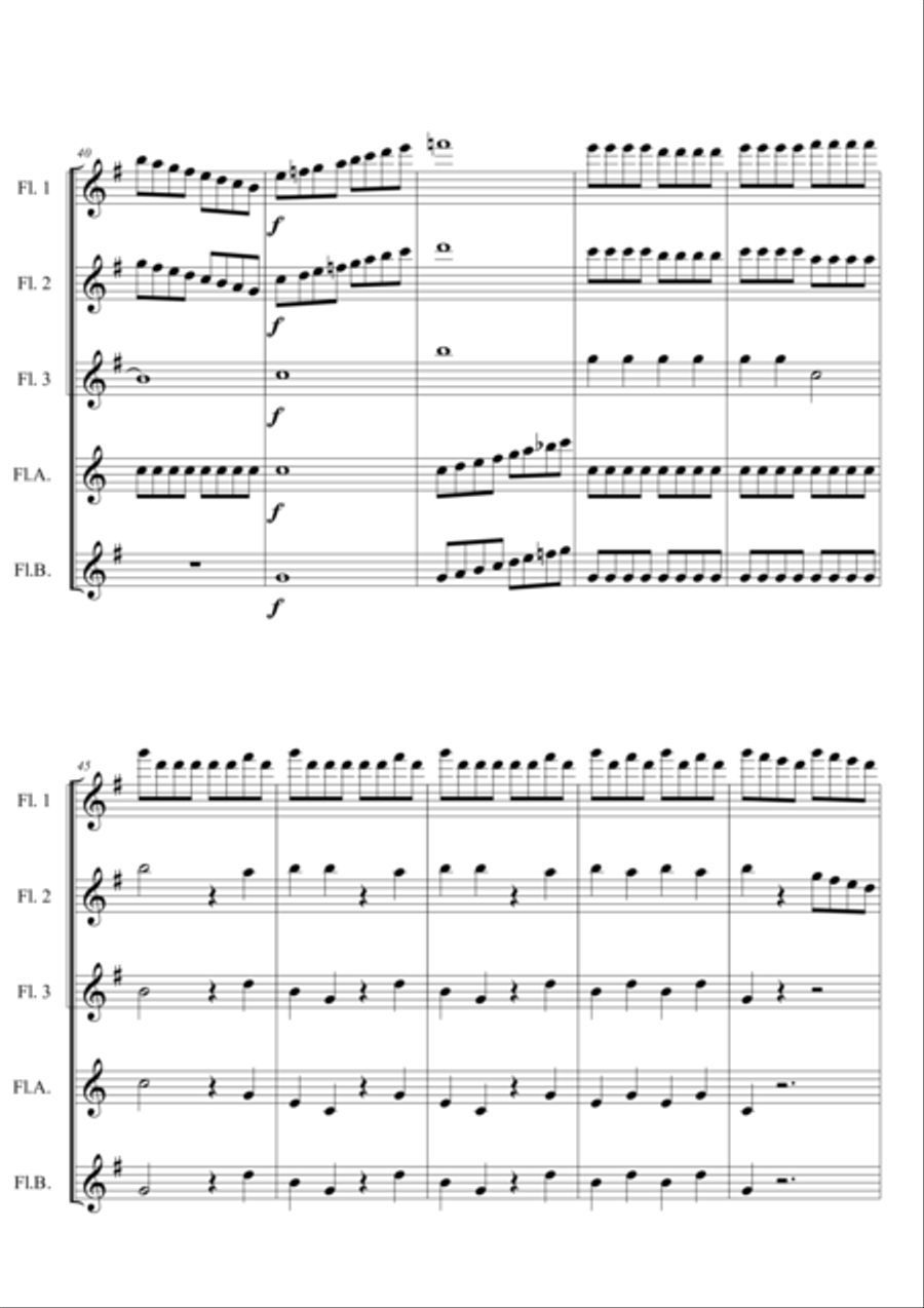 The Marriage of Figaro - OUVERTURE for Flute Choir Woodwind Quintet scores gallery preview page 5