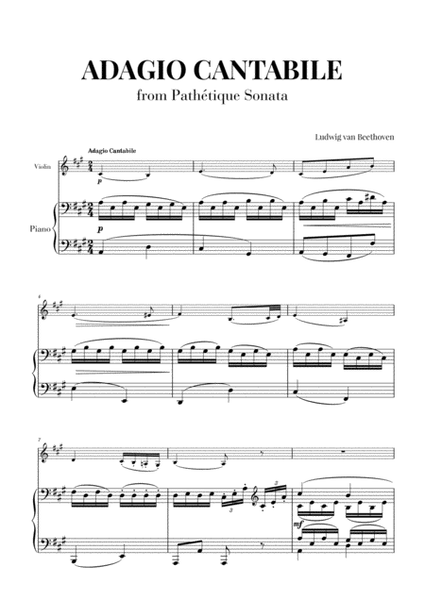 Sonata Pathetique (2nd Movement) - Adagio Cantabile for Violin and Piano image number null