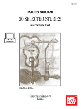 Book cover for Mauro Giuliani 20 Selected Studies-Tab, Music & Video