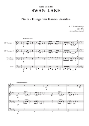 "Hungarian Dance. Czardas" from Swan Lake Suite for Brass Quartet