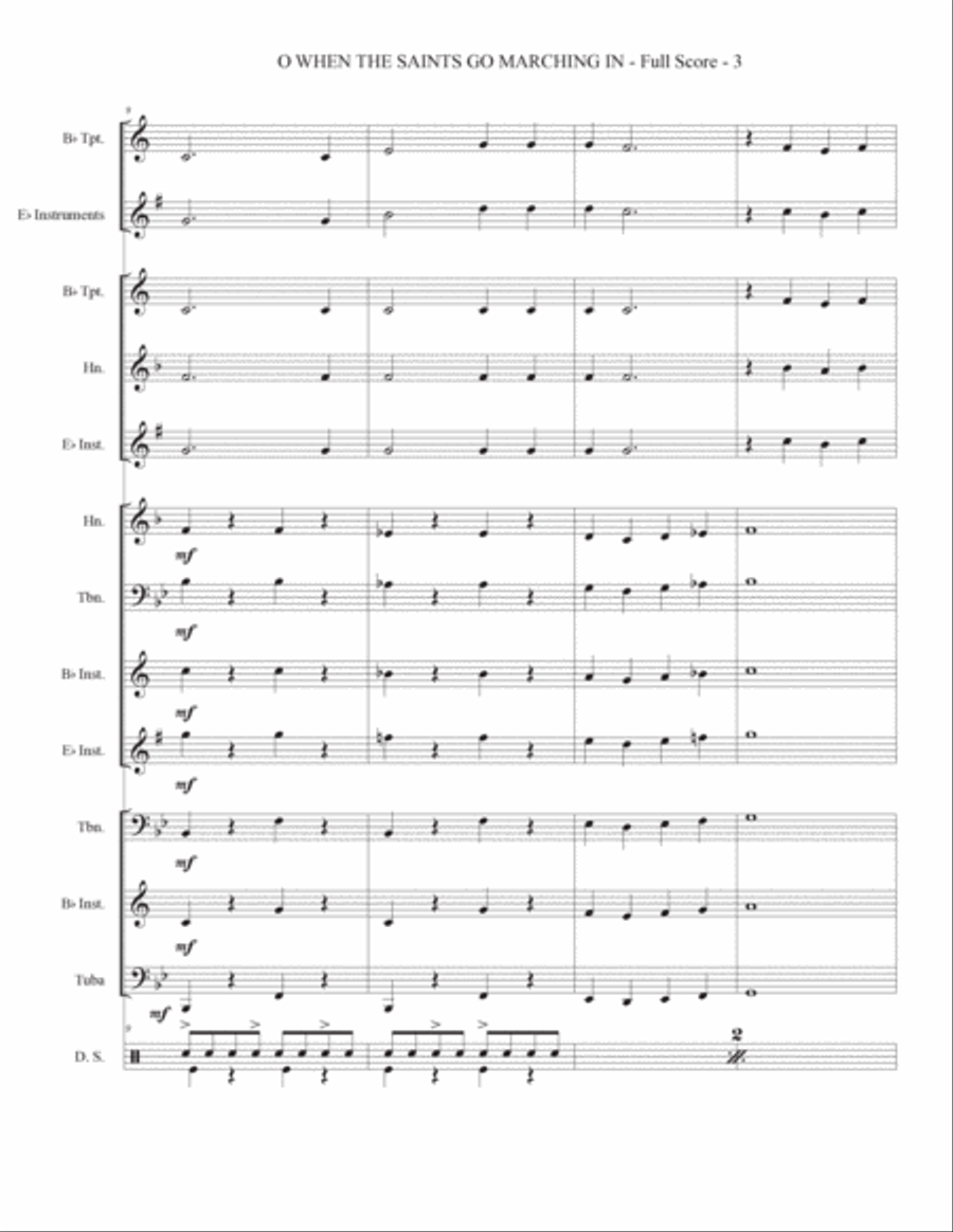 When the Saints Go Marching In for Brass Quartet (Beginner) Brass Quartet scores gallery preview page 5