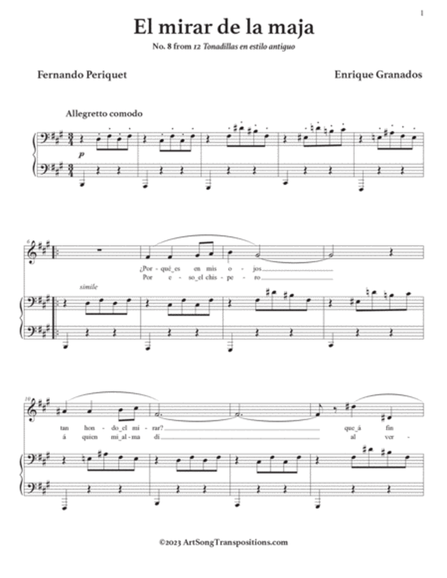 GRANADOS: El mirar de la maja (transposed to F-sharp minor and F minor)