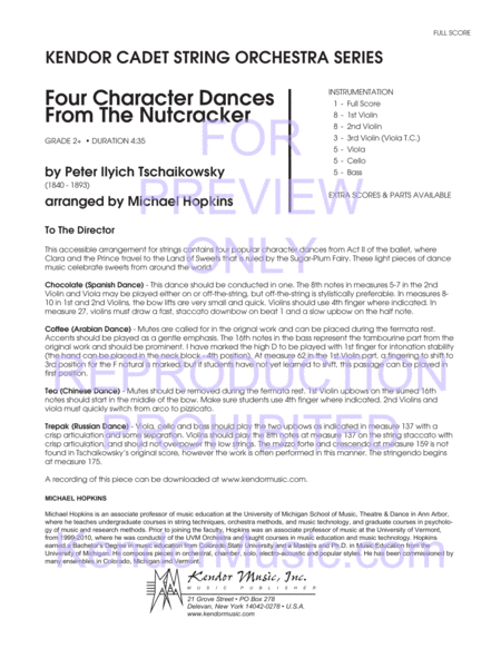 Four Character Dances From The Nutcracker (Full Score)