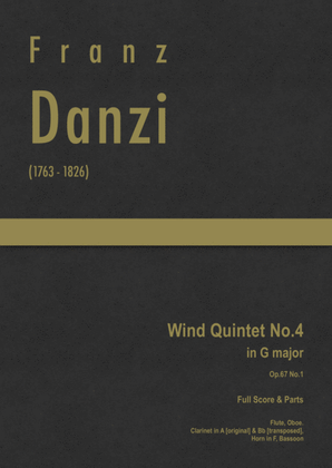 Book cover for Danzi - Wind Quintet No.4 in G major, Op.67 No.1