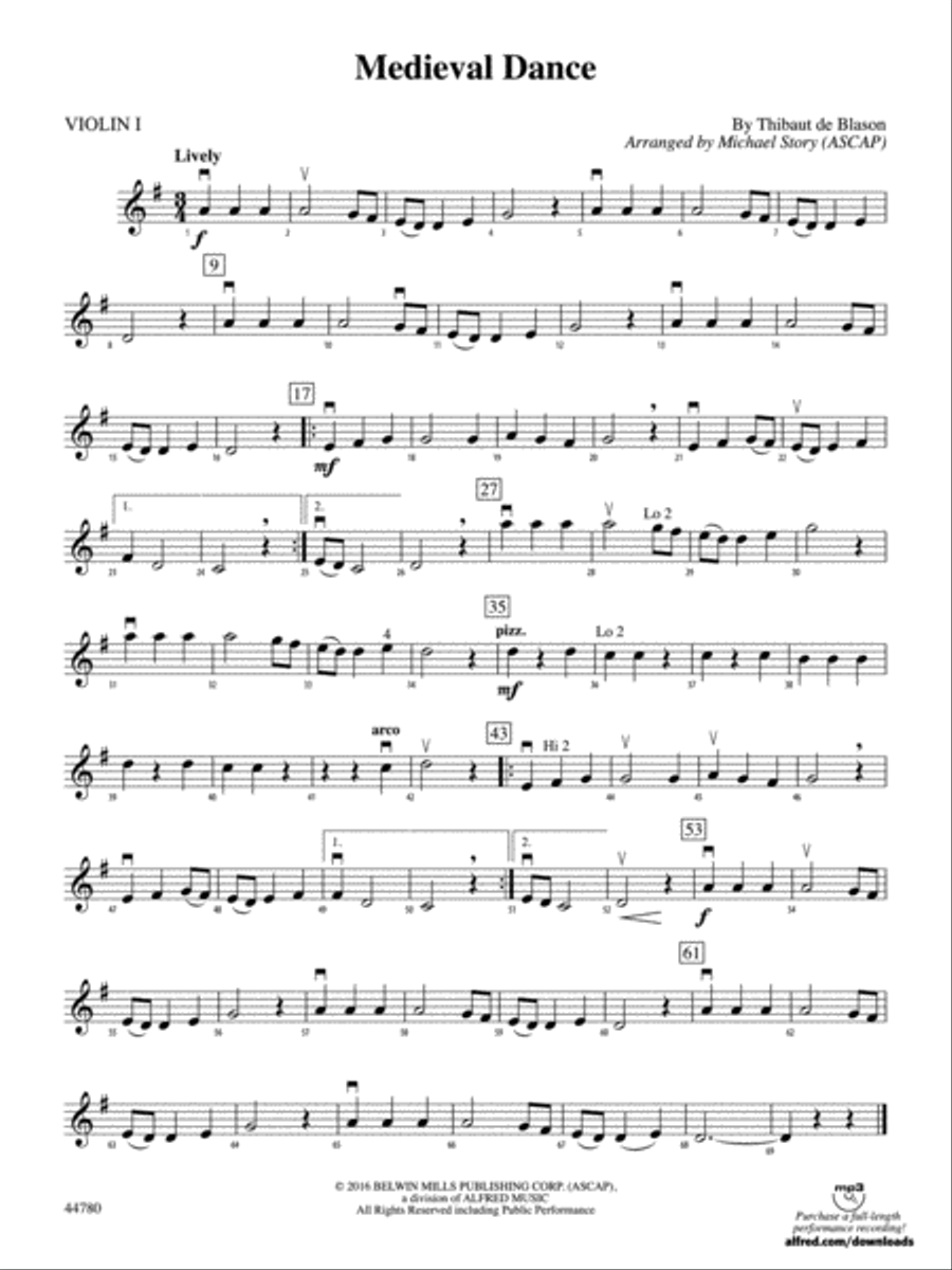 Medieval Dance: 1st Violin String Orchestra scores gallery preview page 1
