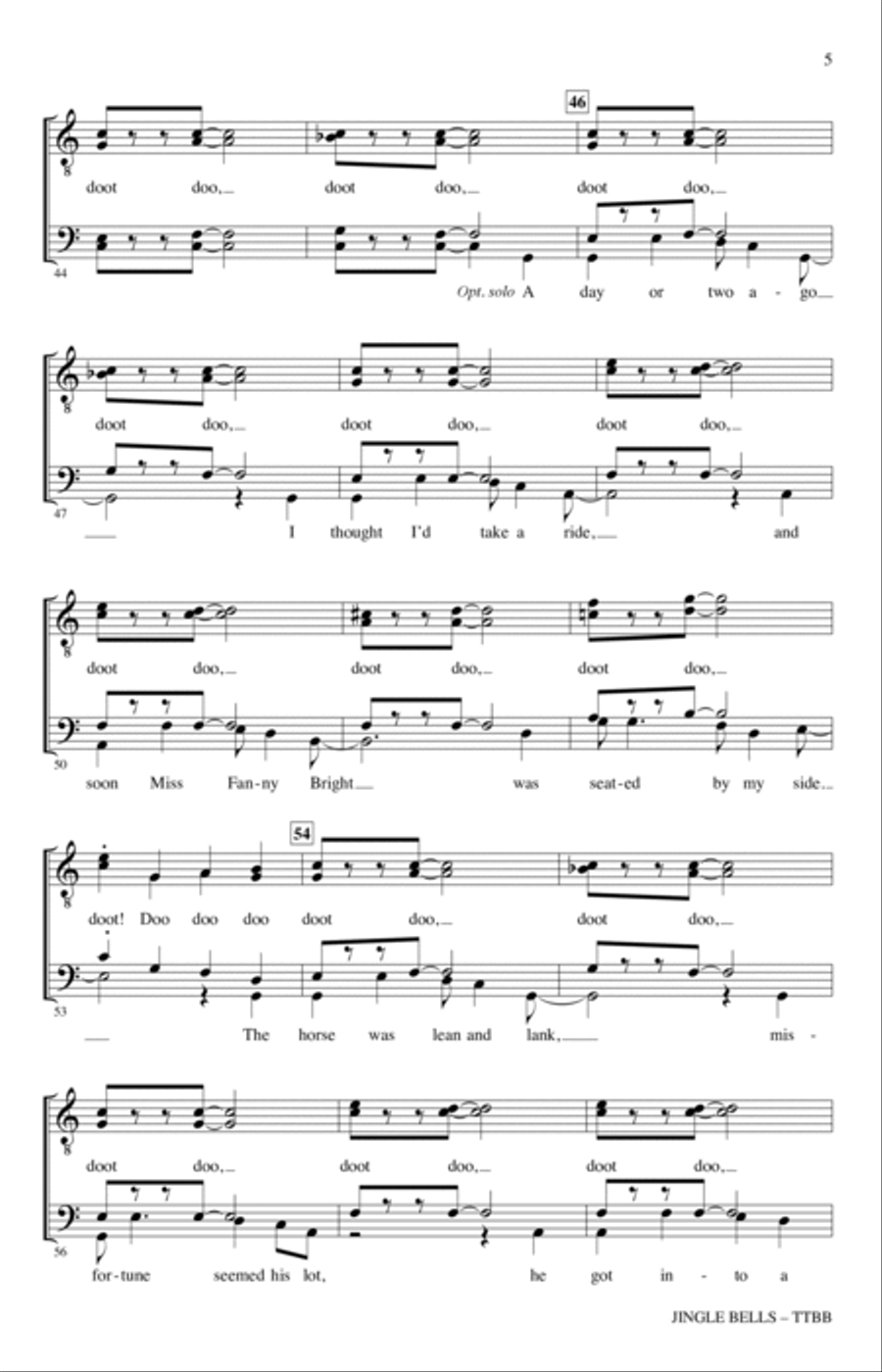 Jingle Bells (arr. Kirby Shaw) TTBB scores gallery preview page 4