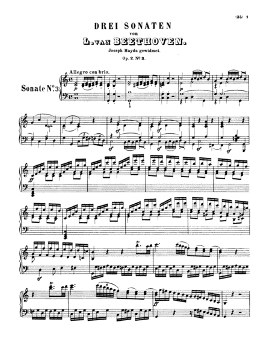 Beethoven: Sonatas (Urtext) - Sonata No. 3, Op. 2 No. 3 in C Major Piano Solo scores gallery preview page 1