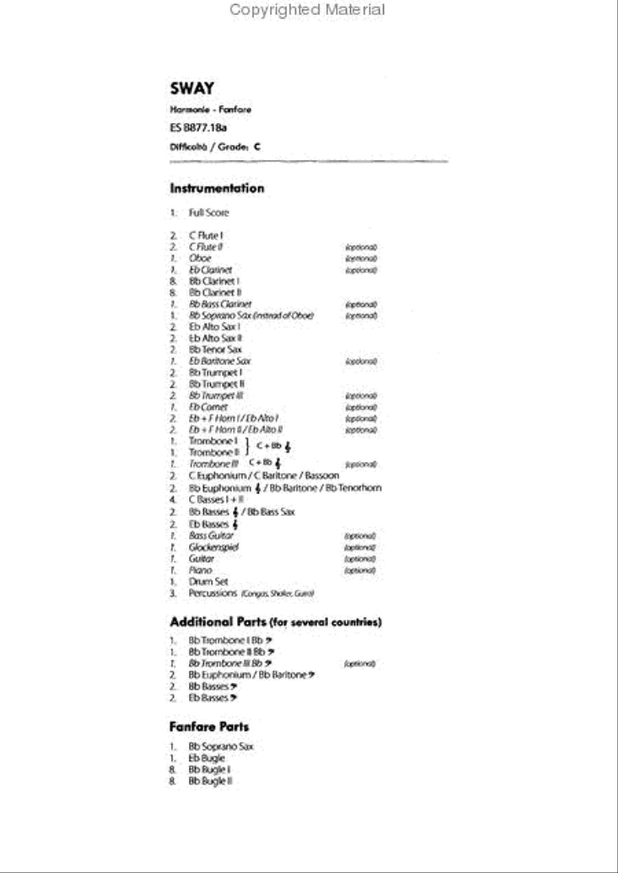 Sway Concert Band scores gallery preview page 2