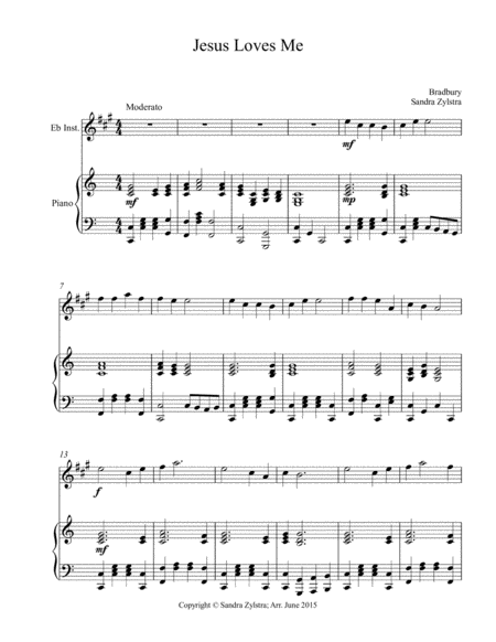 Jesus Loves Me (treble Eb instrument solo) image number null