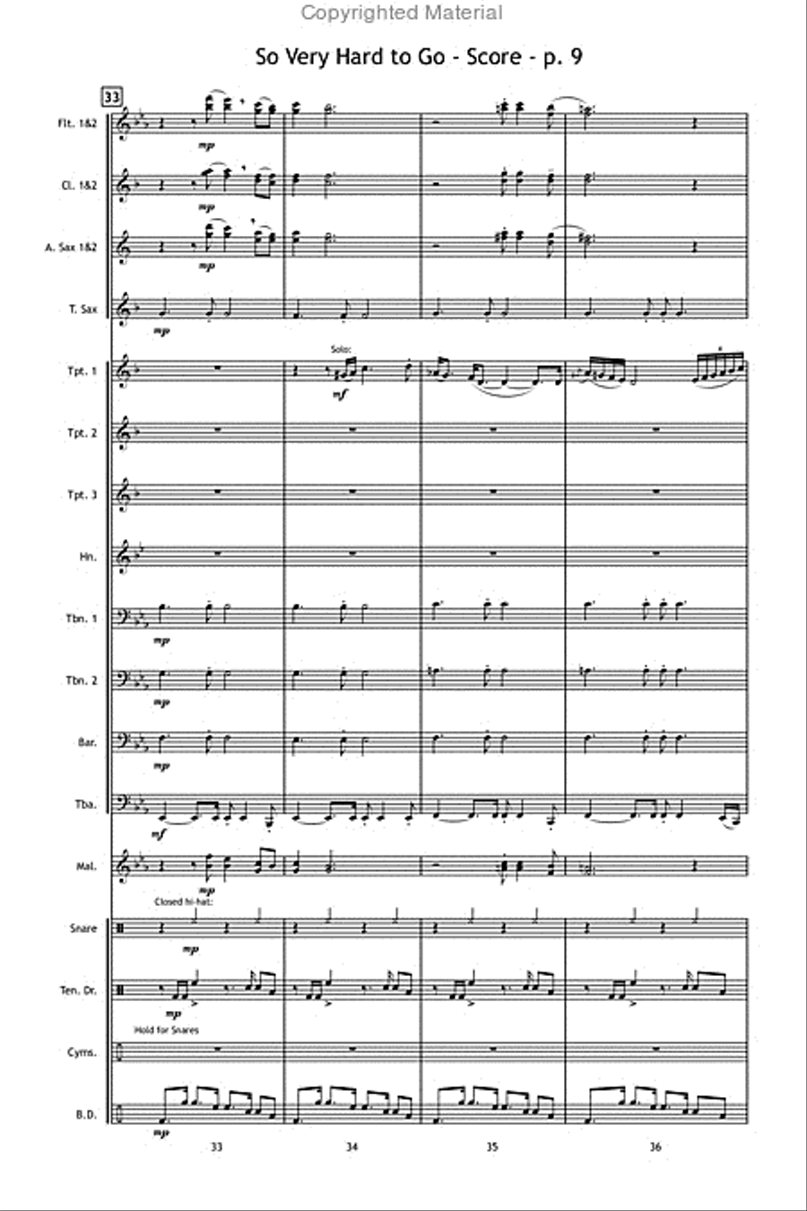 So Very Hard to Go So Very Hard to Go Marching Band scores gallery preview page 10
