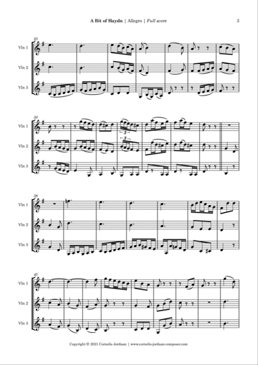 A Bit of Haydn - a short divertimento for violin trio String Trio scores gallery preview page 3