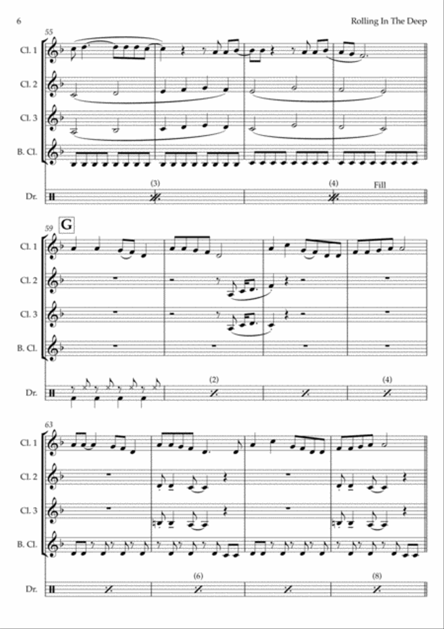 Rolling In The Deep Woodwind Quartet scores gallery preview page 6